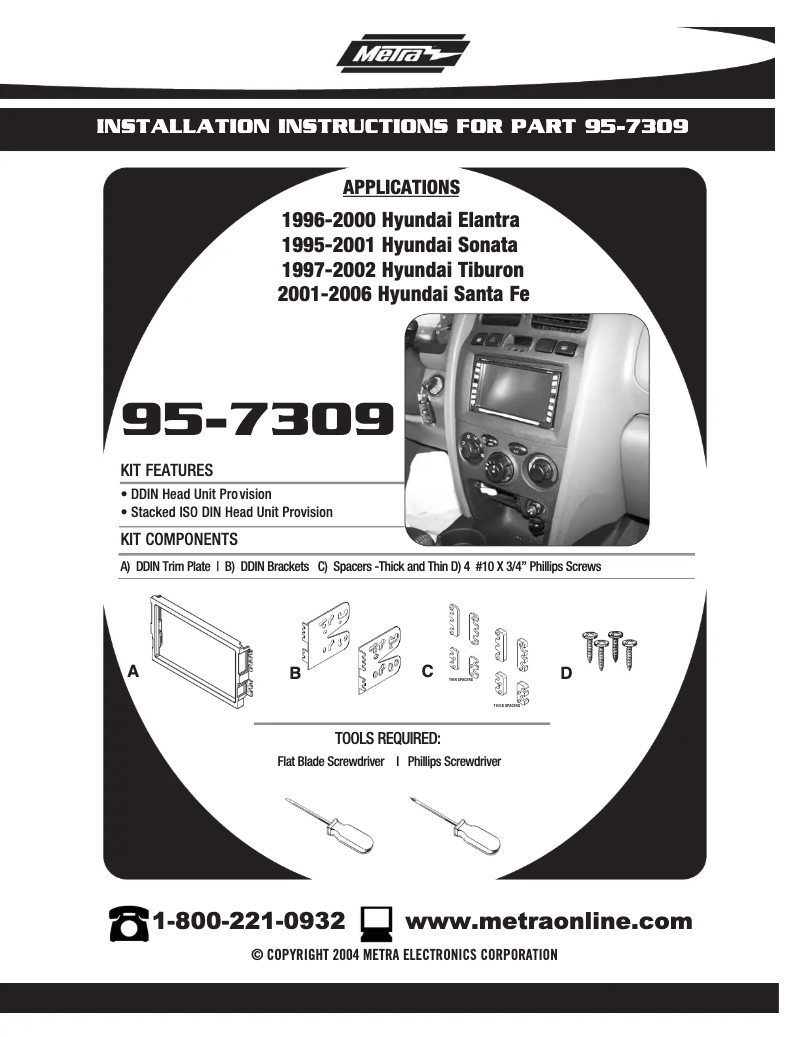 Page n°1 - Manuel utilisateur Metra 95-7309