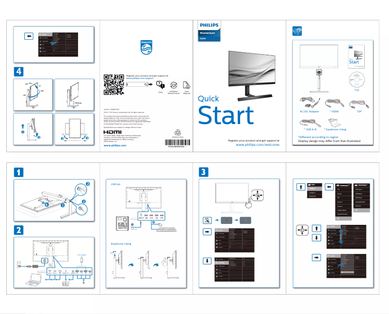 Page 1 de la notice Guide de démarrage rapide Philips 252M1RPE