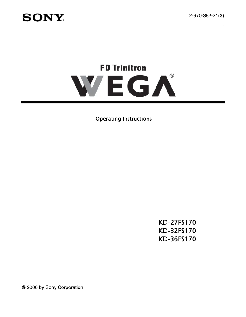 Page 1 de la notice Manuel utilisateur Sony KD-36FS170