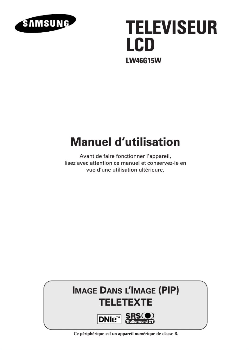 Imagen de la primera página del manual del dispositivo LW46G15W