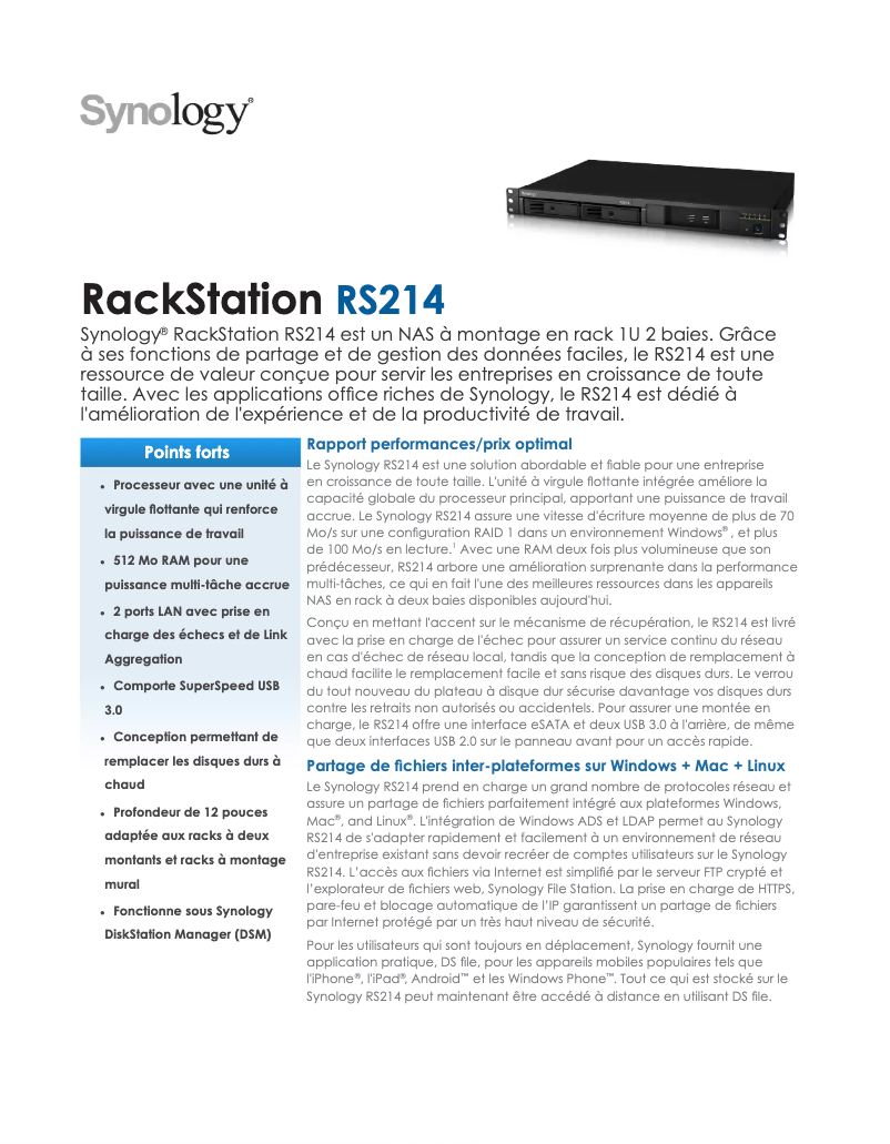 Image de la première page du manuel de l'appareil RS214