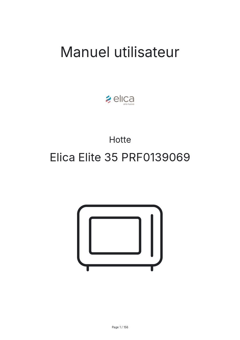 Image de la première page du manuel de l'appareil Elite 35 PRF0139069