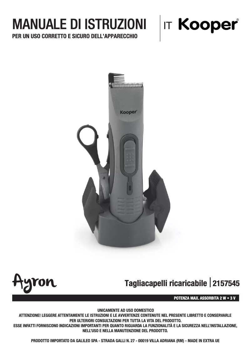 Page 1 de la notice Manuel utilisateur Kooper 2157545