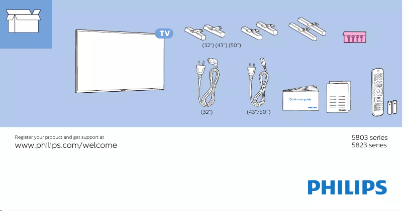 Page 1 de la notice Guide de démarrage rapide Philips 50PFS5803