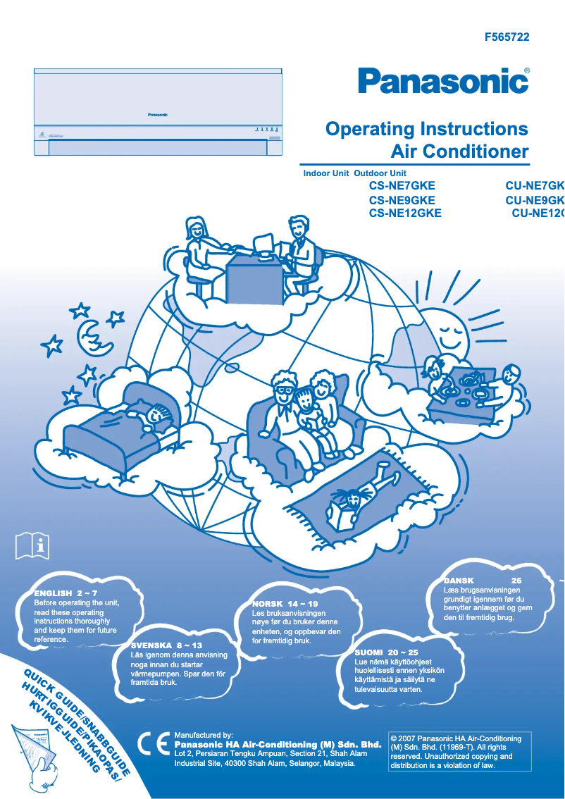 Page n°1 - Manuel utilisateur Panasonic CU-NE9GKE