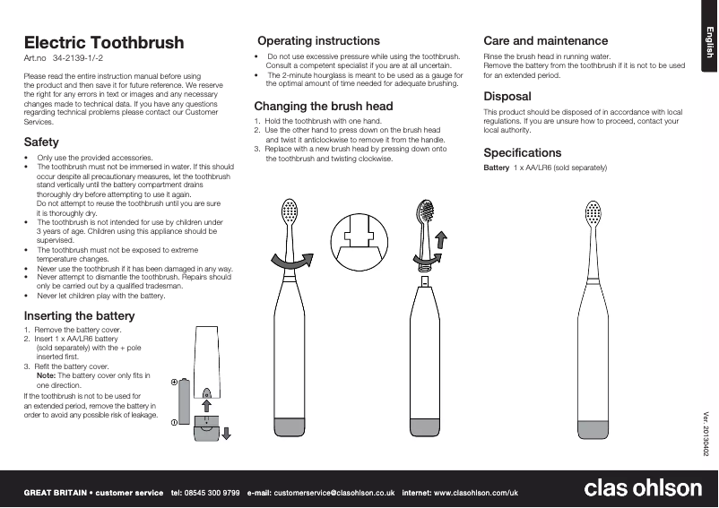 Page n°1 - Manuel utilisateur Clas Ohlson 34-2139