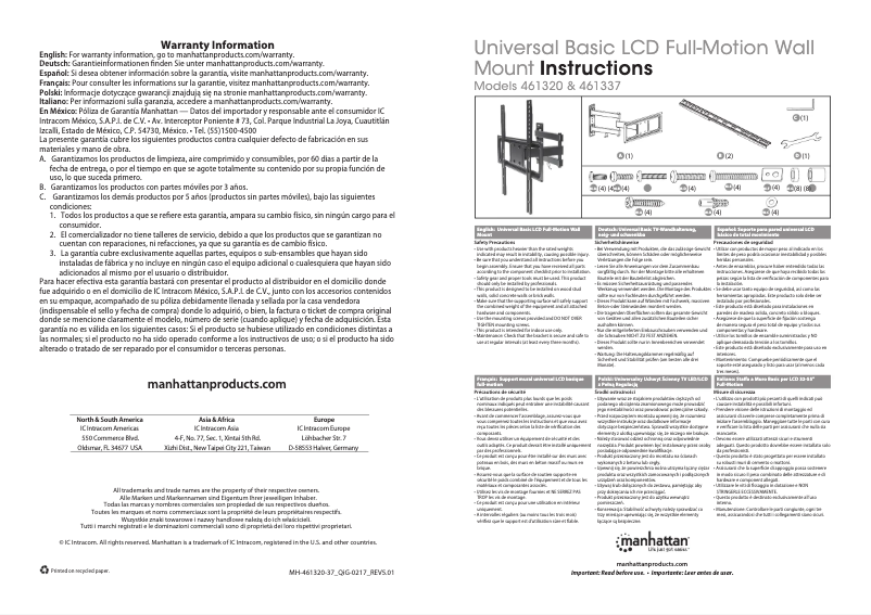Page 1 de la notice Manuel utilisateur Manhattan 461320
