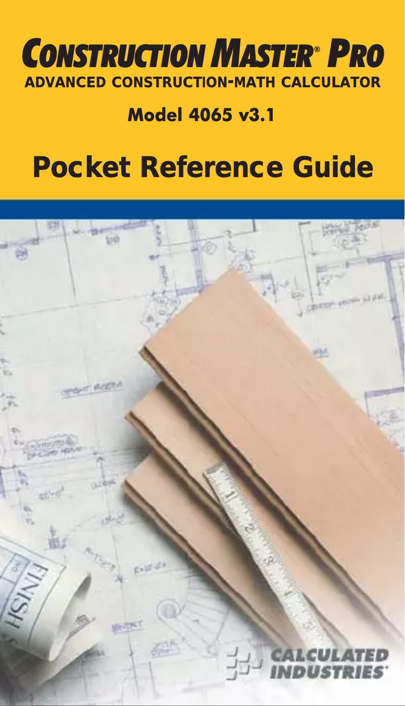 Page 1 de la notice Manuel utilisateur Calculated Industries 4065