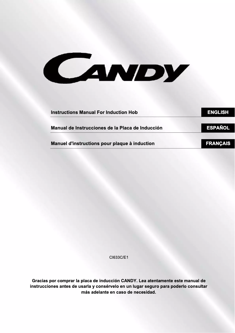 Page 1 de la notice Manuel utilisateur Candy CI633C/E1