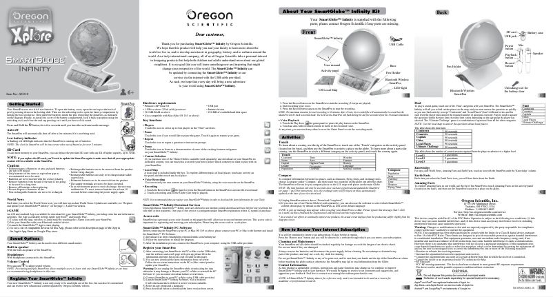 Page n°1 - Manuel utilisateur Oregon Scientific SmartGlobe Infinity SG318