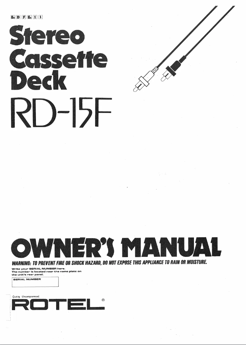 Image de la première page du manuel de l'appareil RD-15F