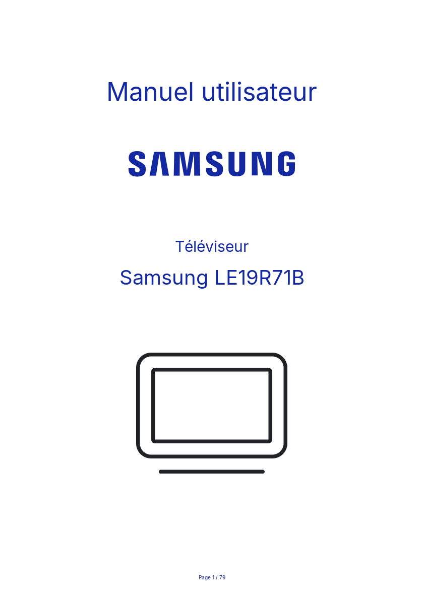 Page n°1 - Manuel utilisateur Samsung LE19R71B