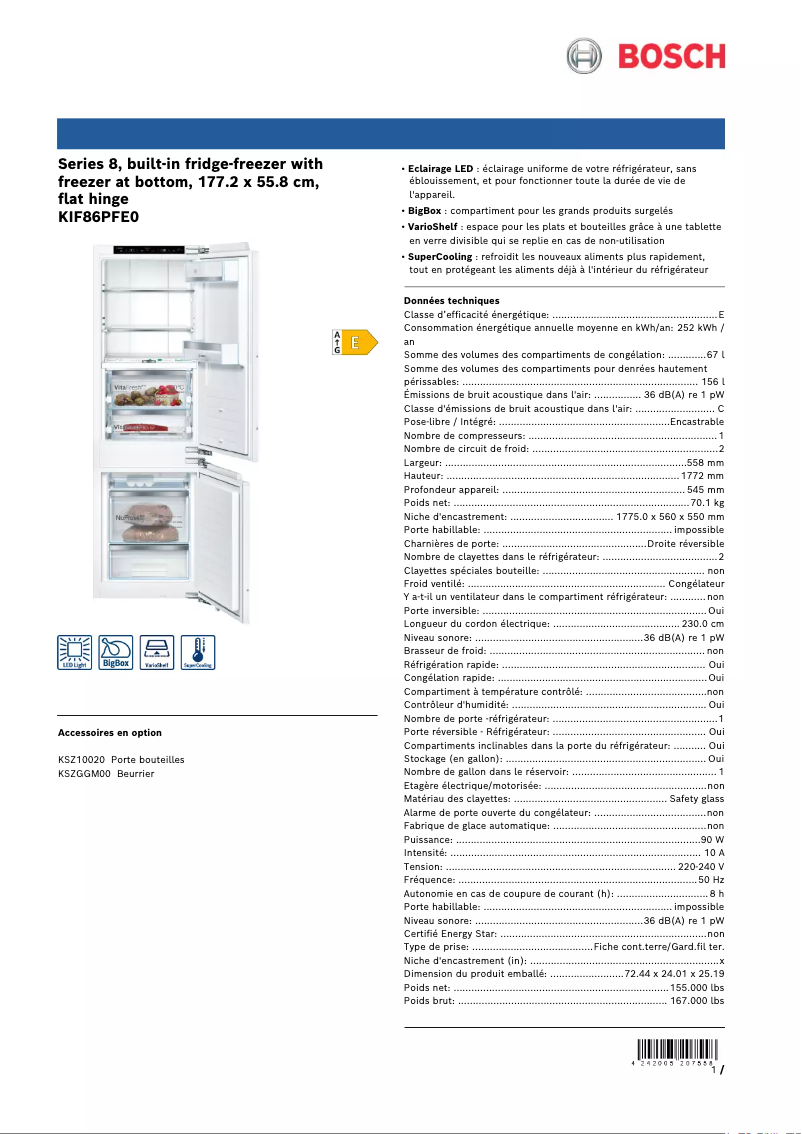 Image de la première page du manuel de l'appareil KIF86PFE0