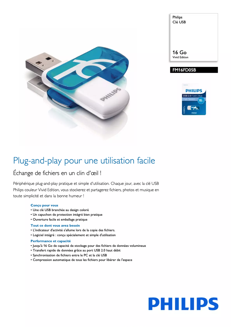 Page n°1 - Fiche technique Philips FM16FD05B