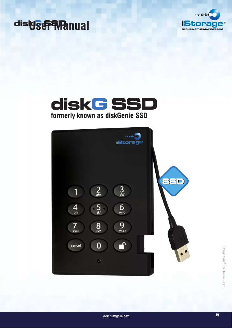 Página 1 del manual Manual de usuario iStorage diskG SSD AES 256-bit