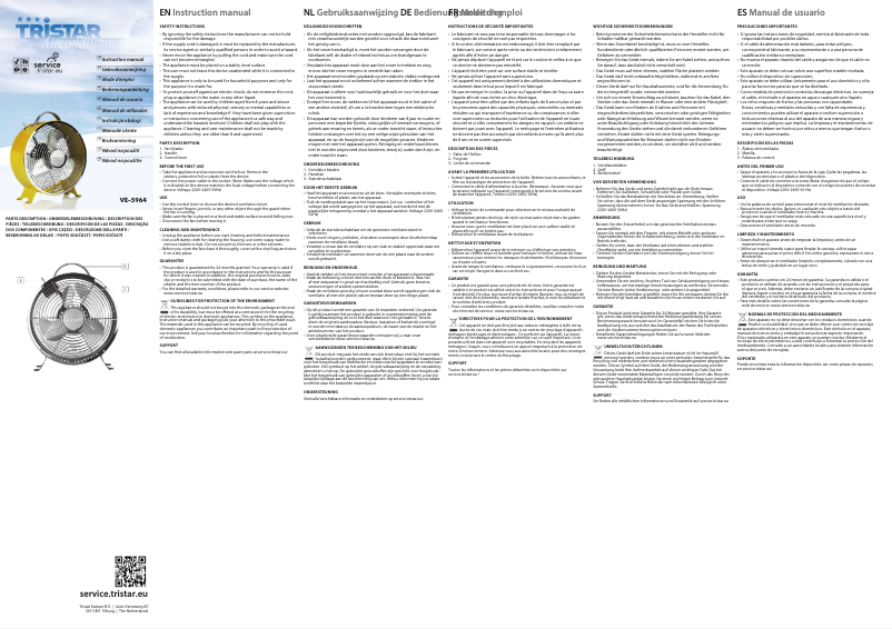 Page 1 de la notice Manuel utilisateur TriStar VE-5964