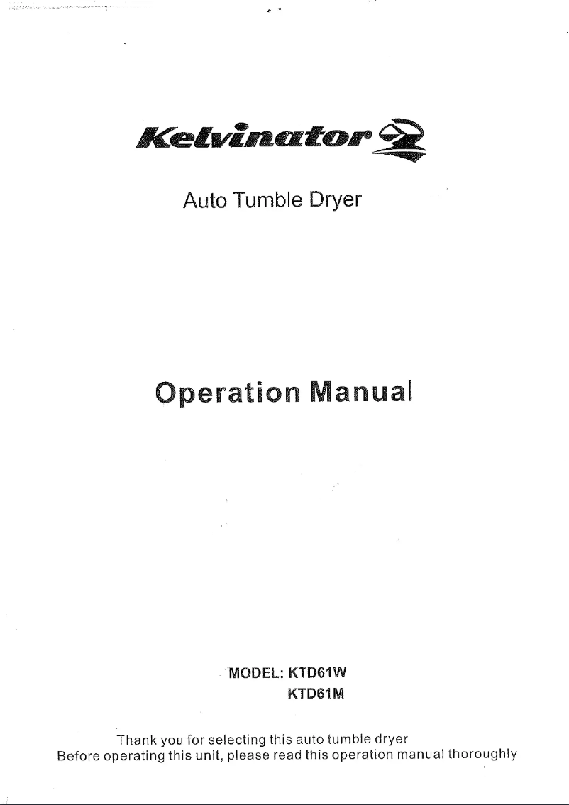 Page n°1 - Manuel utilisateur Kelvinator KTD61M