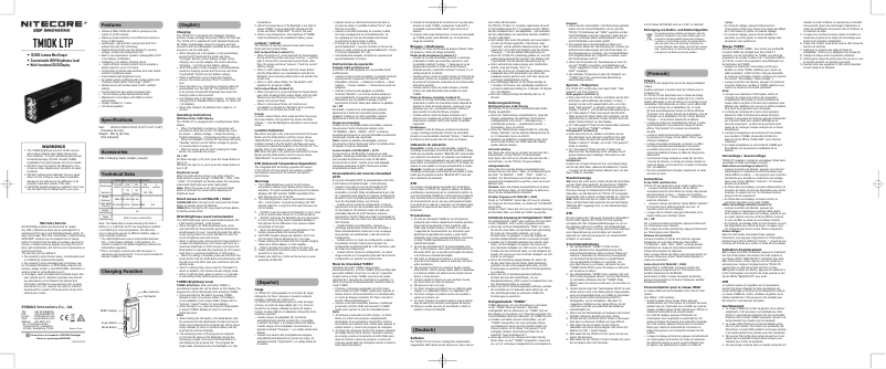 Page n°1 - Manuel utilisateur Nitecore TM10K LTP