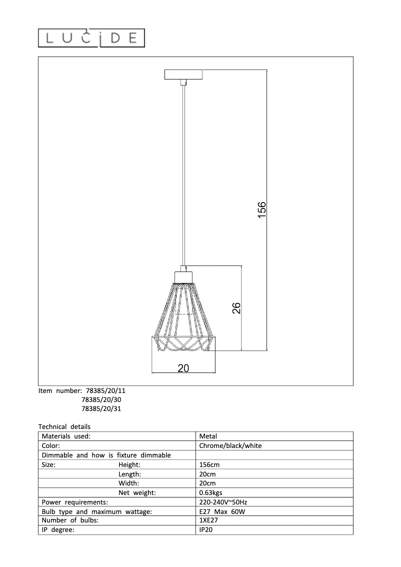 Page 1 de la notice Manuel utilisateur Lucide Kyara