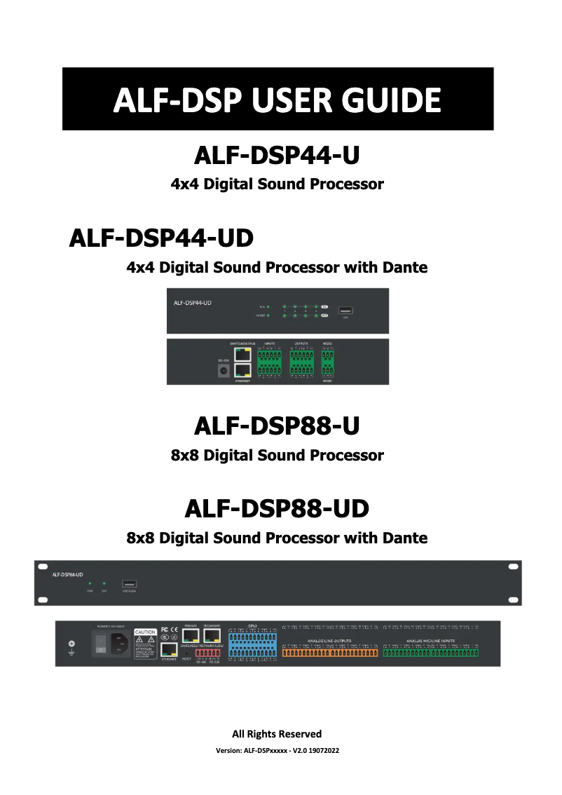 Image de la première page du manuel de l'appareil ALF-DSP88-UD