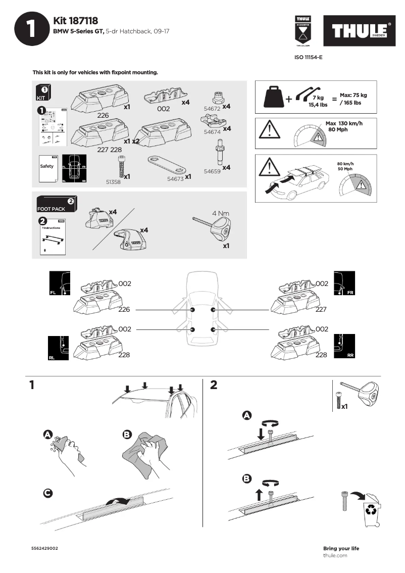 Página 1 del manual Manual de usuario Thule Kit 187118