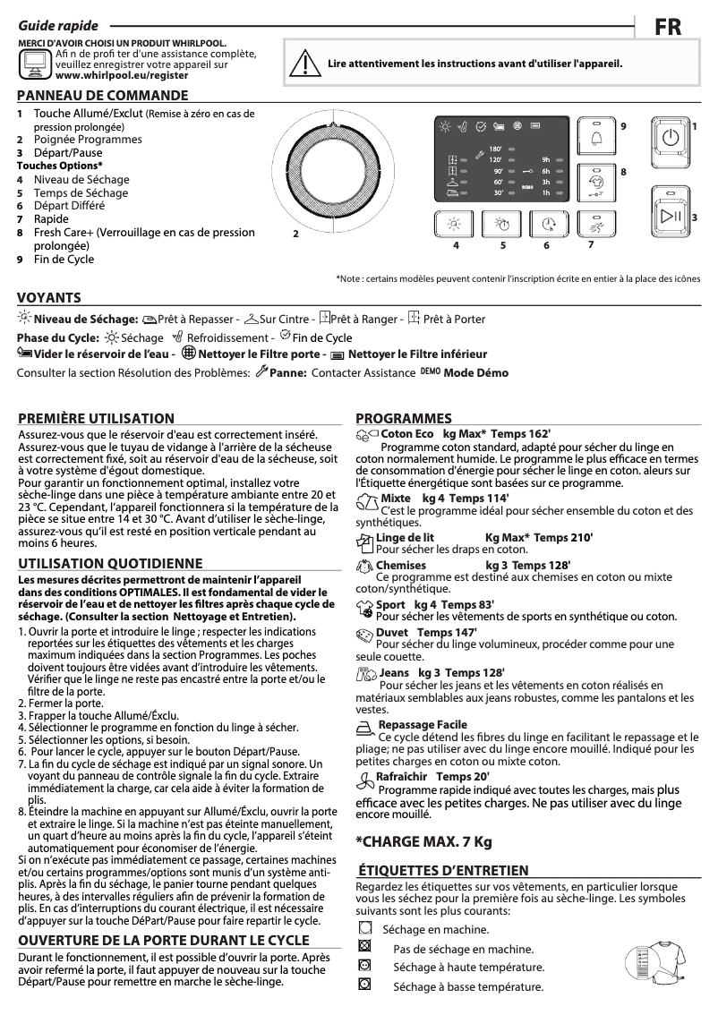 Página 1 del manual Manual de usuario Whirlpool FTBE M10 72