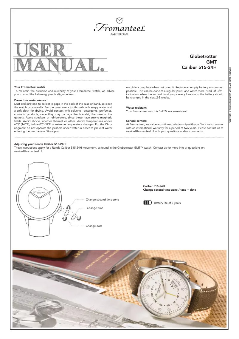 Página 1 del manual Manual de usuario Fromanteel Globetrotter GMT
