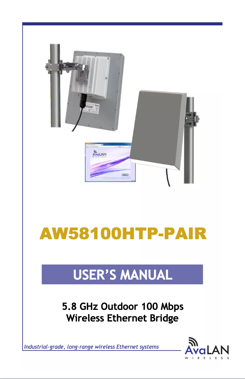 Page n°1 - Manuel utilisateur AvaLAN AW58100HTP-Pair