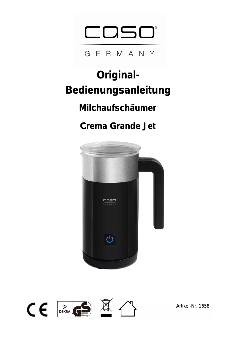 Page n°1 - Manuel utilisateur Caso Crema Grande Jet 1658