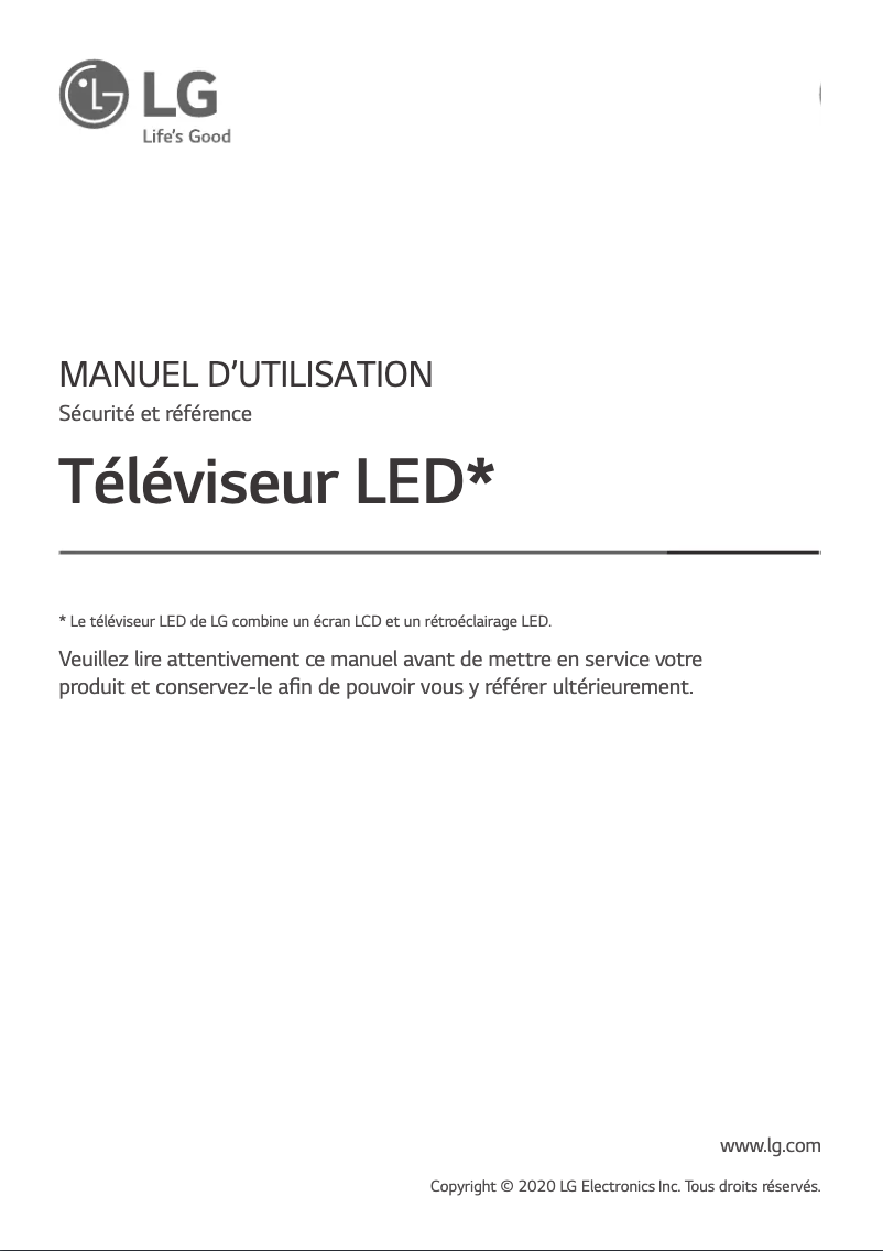 Page 1 de la notice Manuel utilisateur LG 43UN74007LB