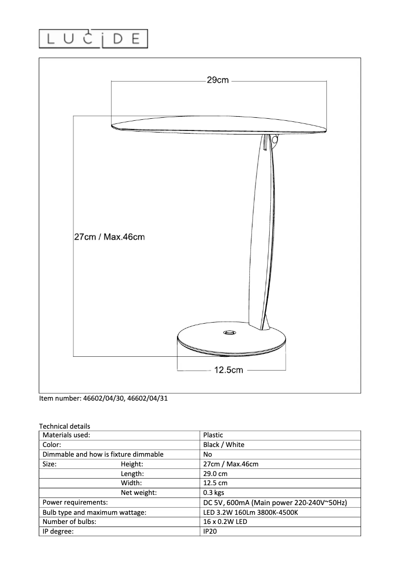 Page n°1 - Manuel utilisateur Lucide Jara LED