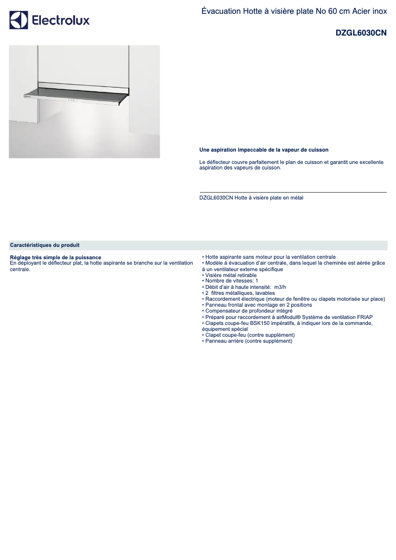 Page 1 de la notice Manuel utilisateur Electrolux DZGL6030CN