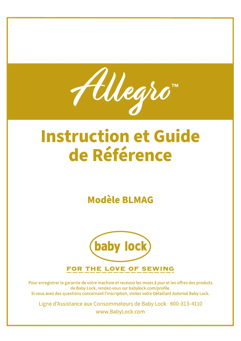 Page 1 de la notice Manuel utilisateur Baby Lock Allegro