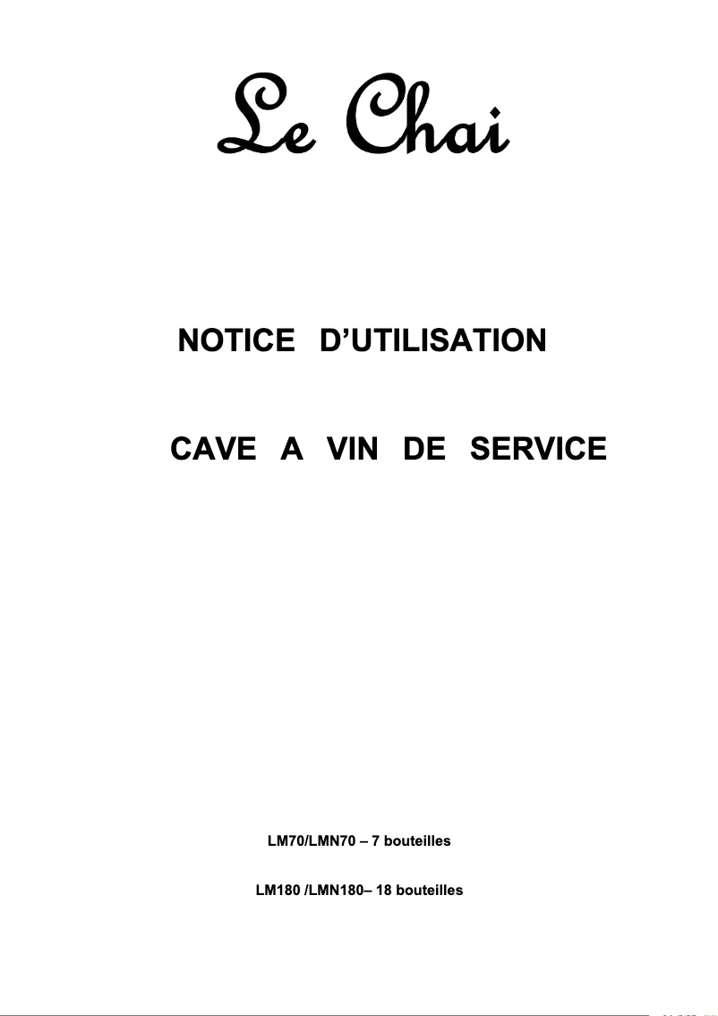 Image de la première page du manuel de l'appareil LMN 70