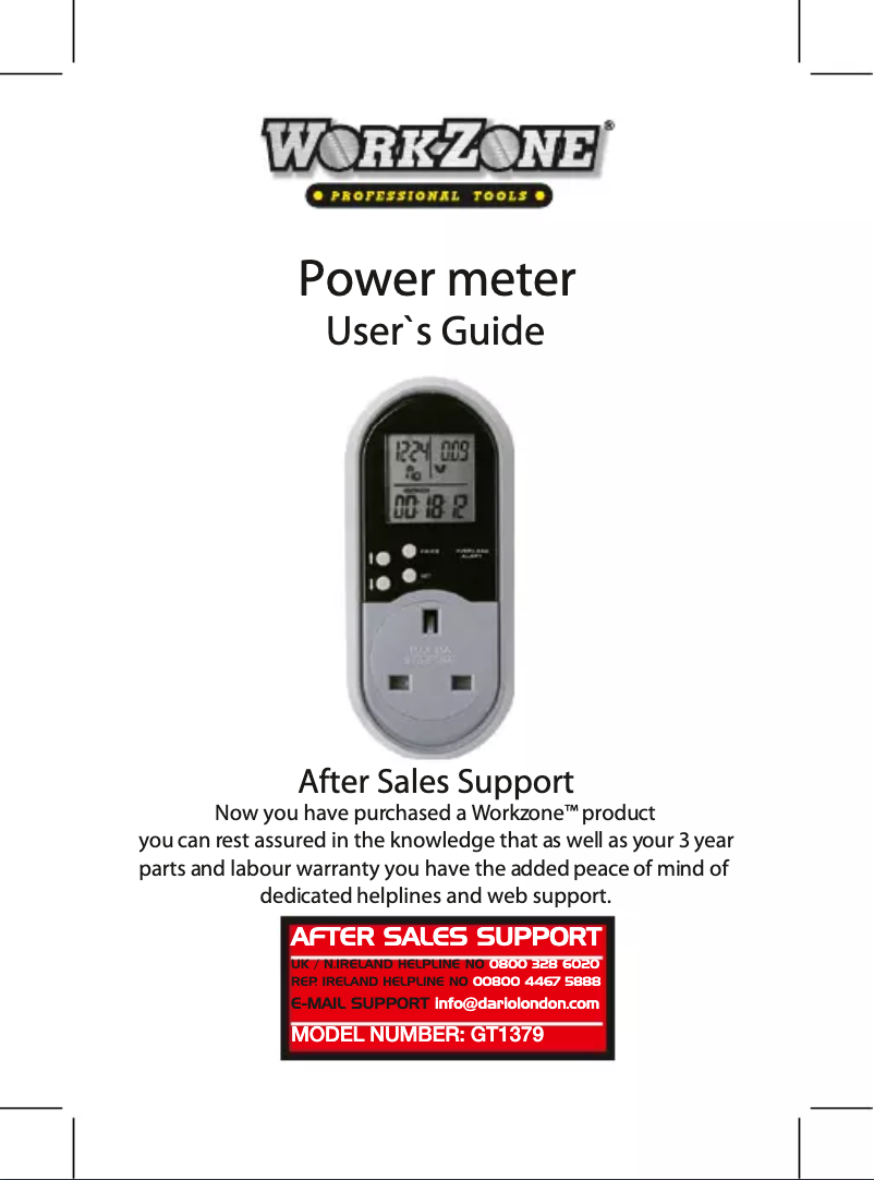 Page 1 de la notice Manuel utilisateur Workzone GT1379