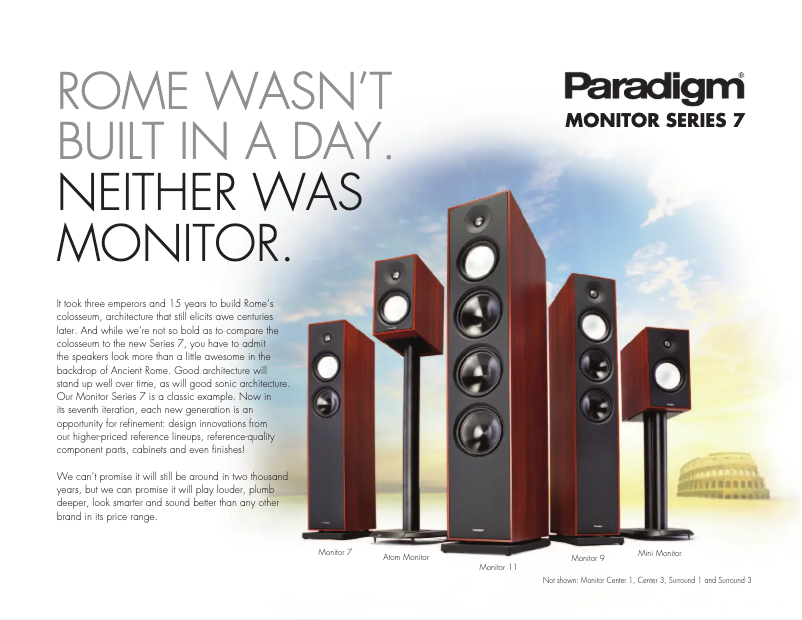 Page 1 de la notice Fiche technique Paradigm Monitor Surround 3 v7