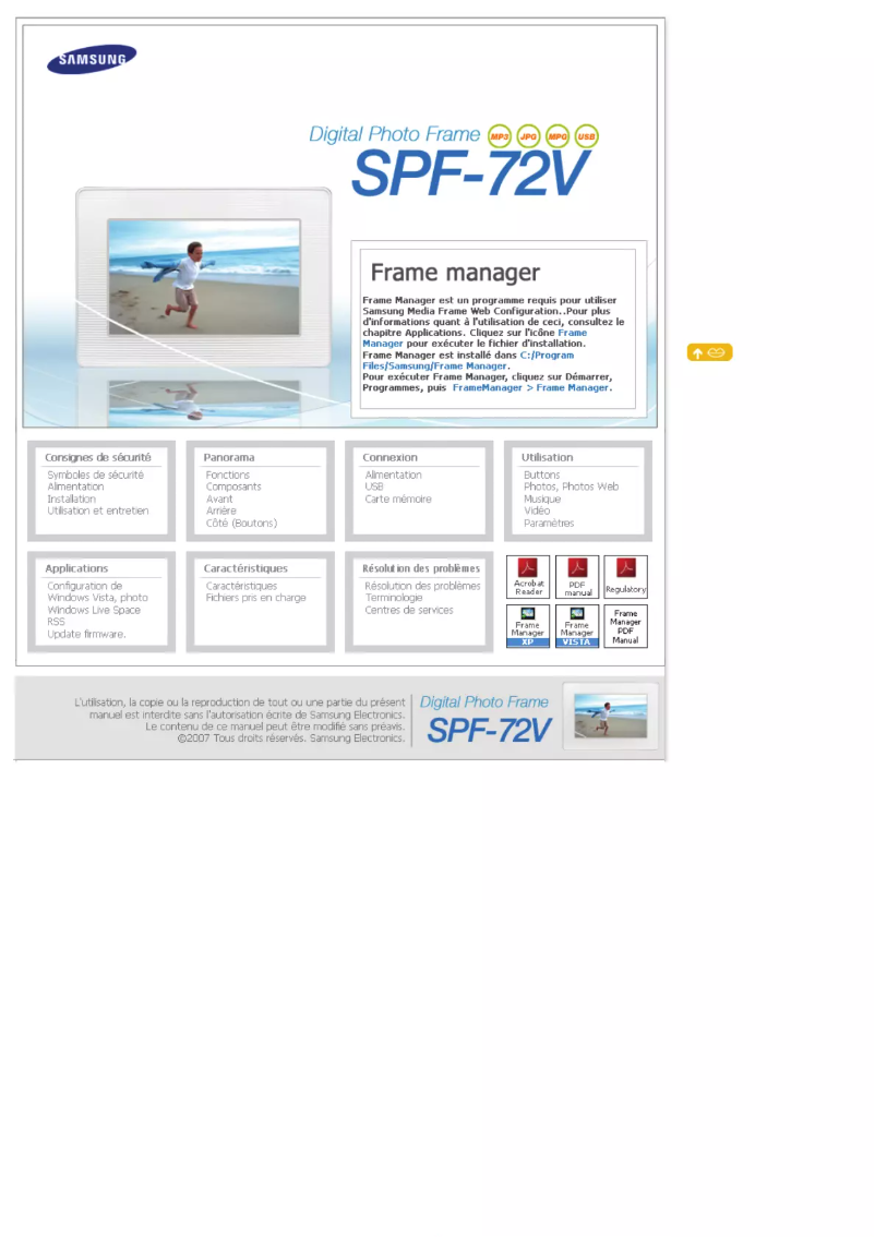 Page 1 de la notice Manuel utilisateur Samsung SPF-72V