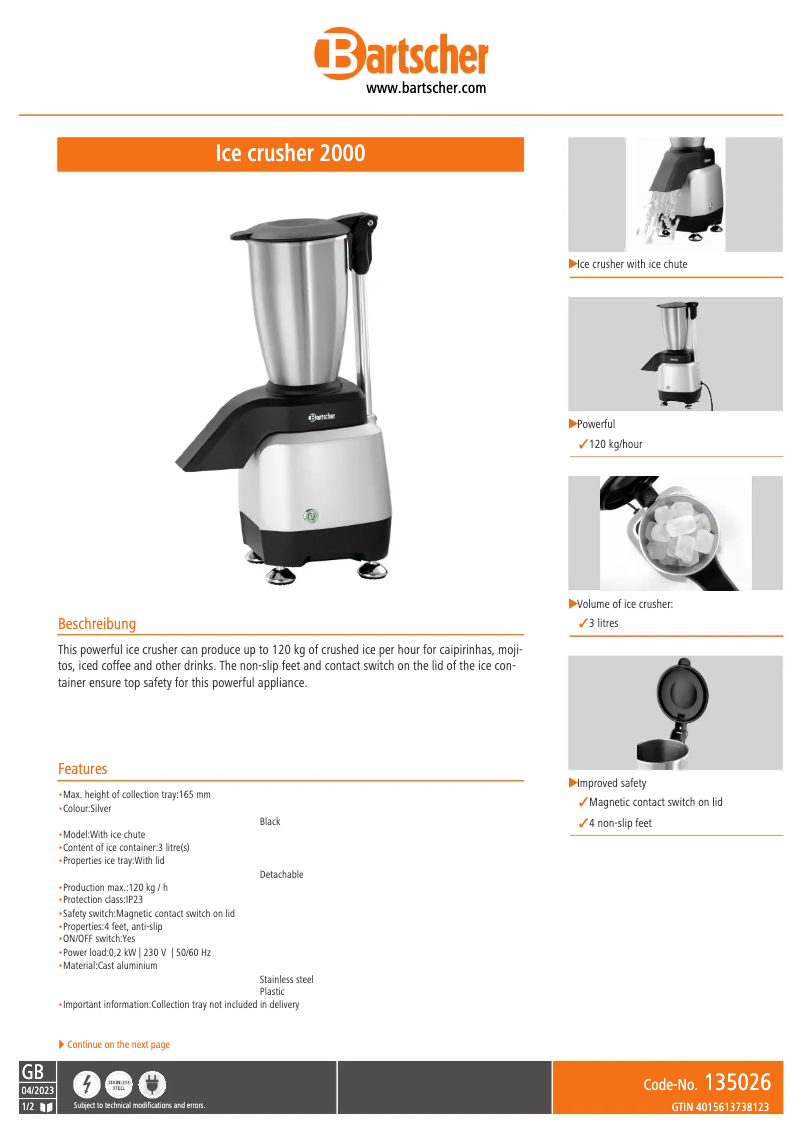 Image de la première page du manuel de l'appareil 135026