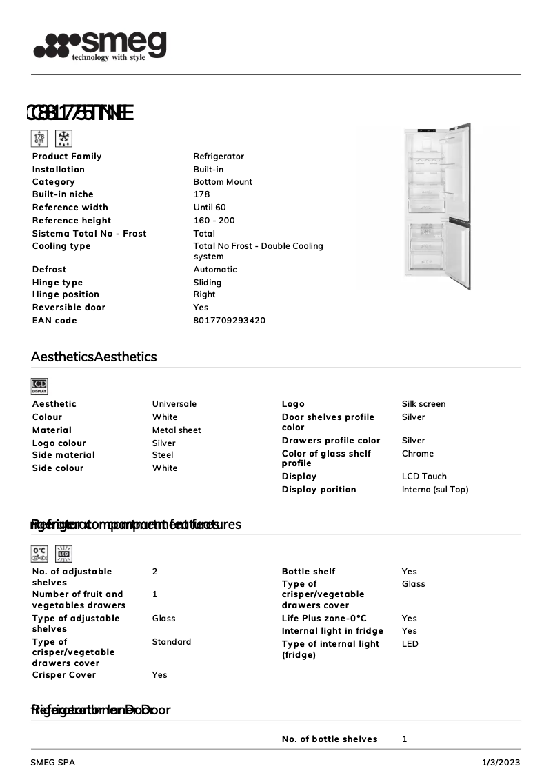 Page 1 de la notice Brochure Smeg C8175TNE