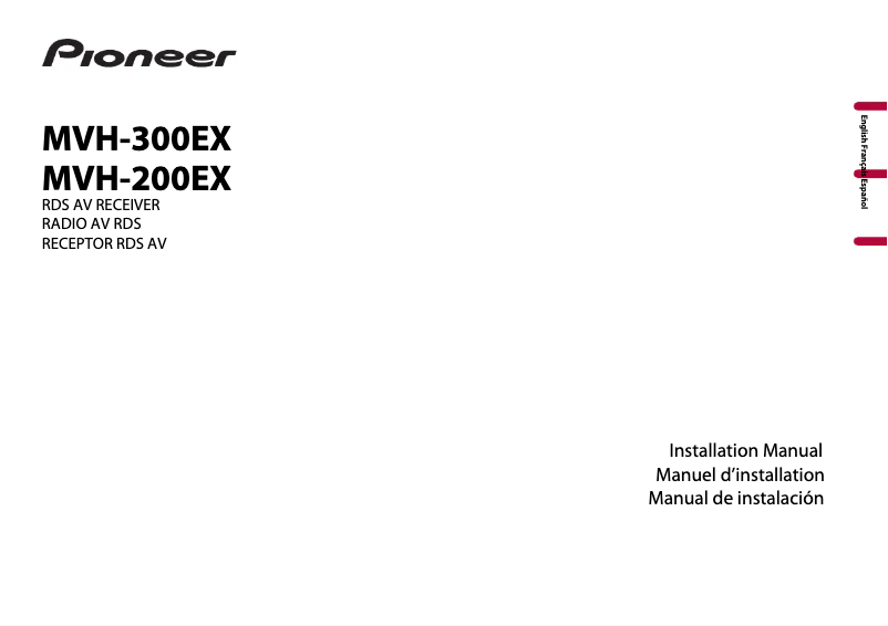 Page 1 de la notice Guide d'installation Pioneer MVH-200EX