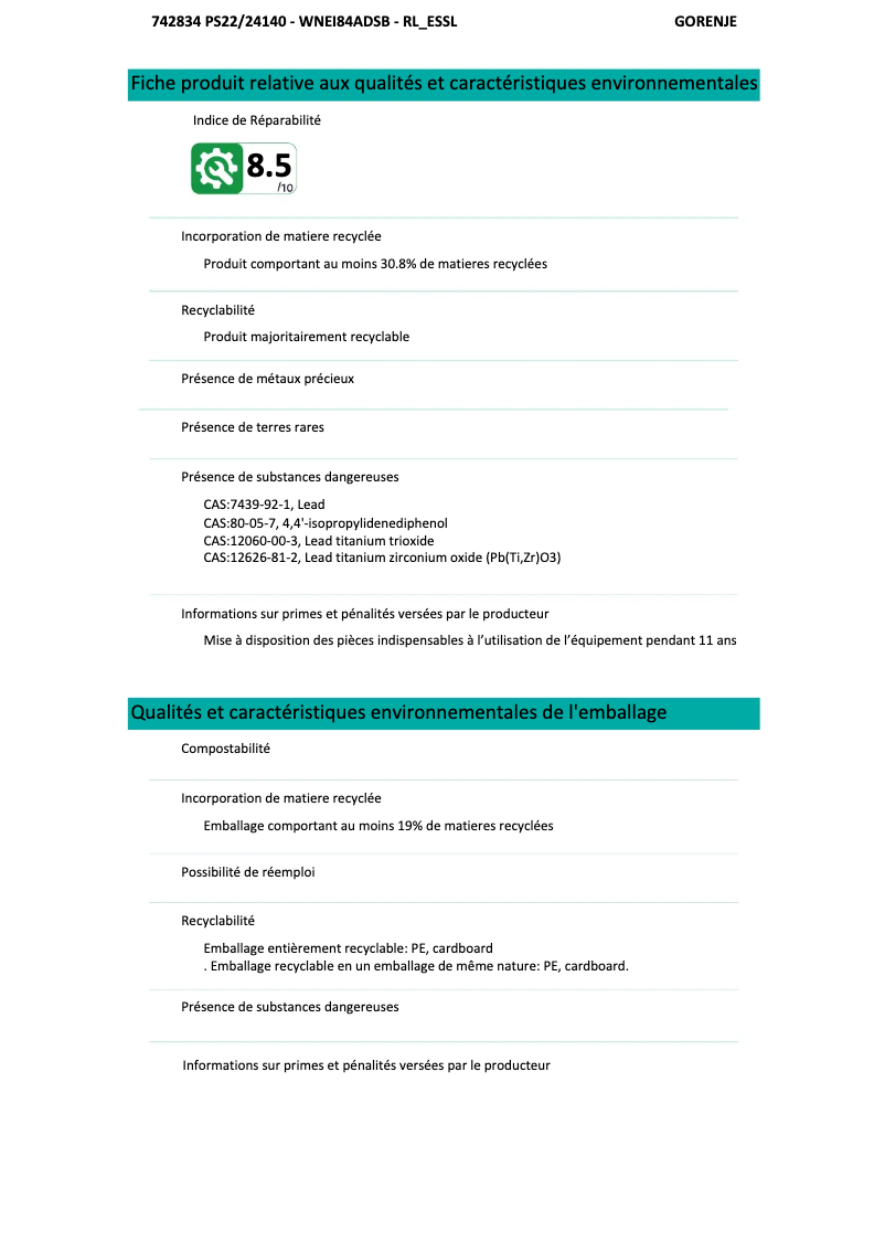 Image de la première page du manuel de l'appareil WNEI84ADSB
