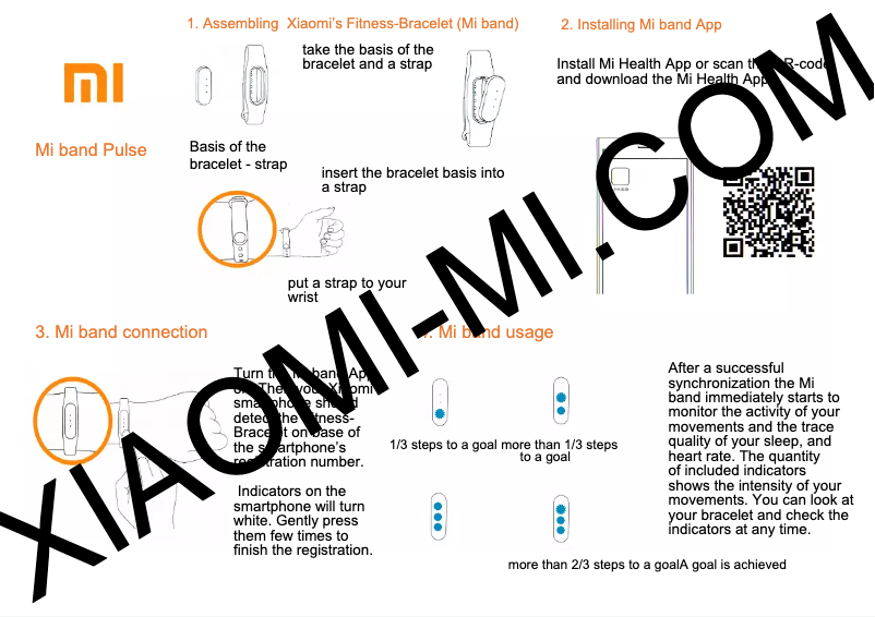 Page 1 de la notice Manuel utilisateur Xiaomi Mi Band Pulse
