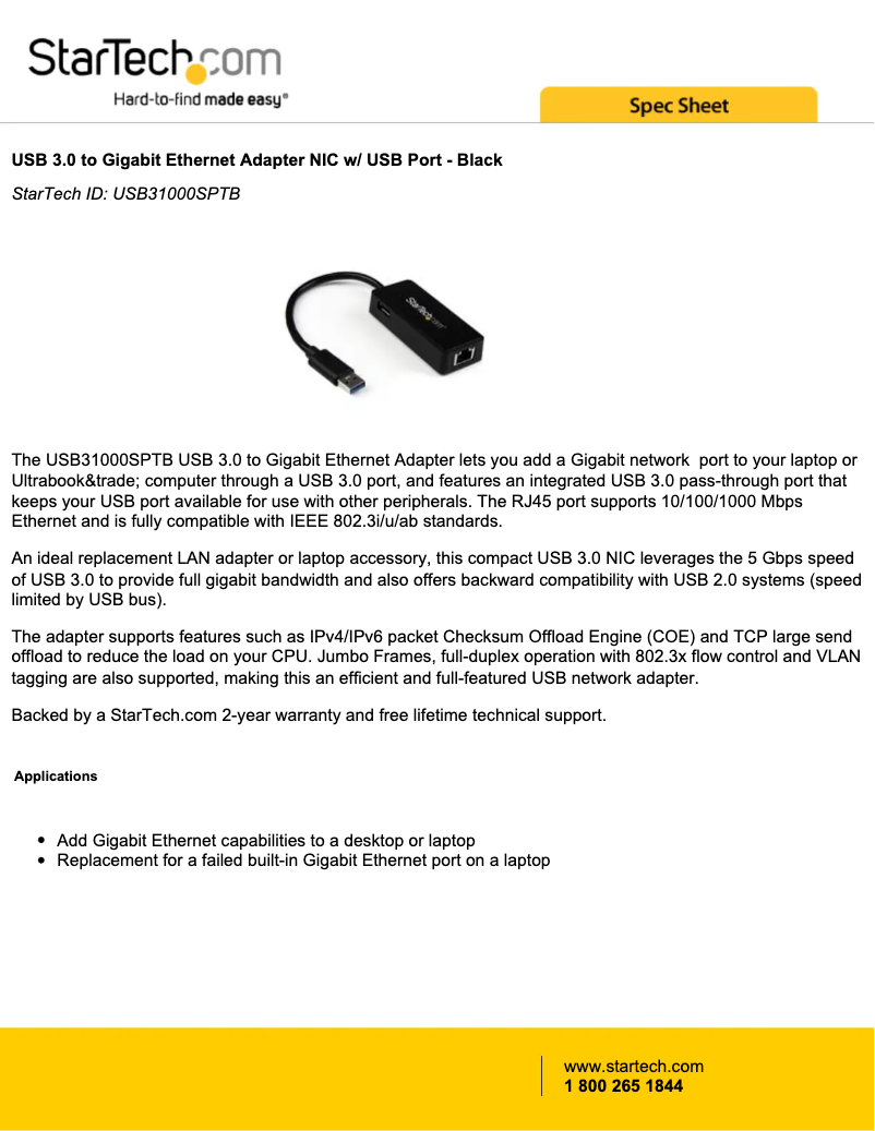 Image de la première page du manuel de l'appareil USB31000SPTB