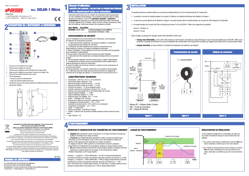 Page n°1 - Manuel utilisateur Vemer SOLAR-1 Micro