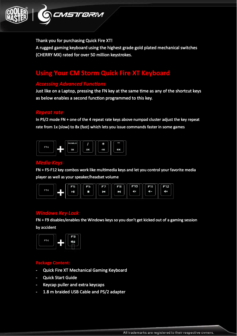 Page n°1 - Manuel utilisateur CM Storm Quick Fire XT