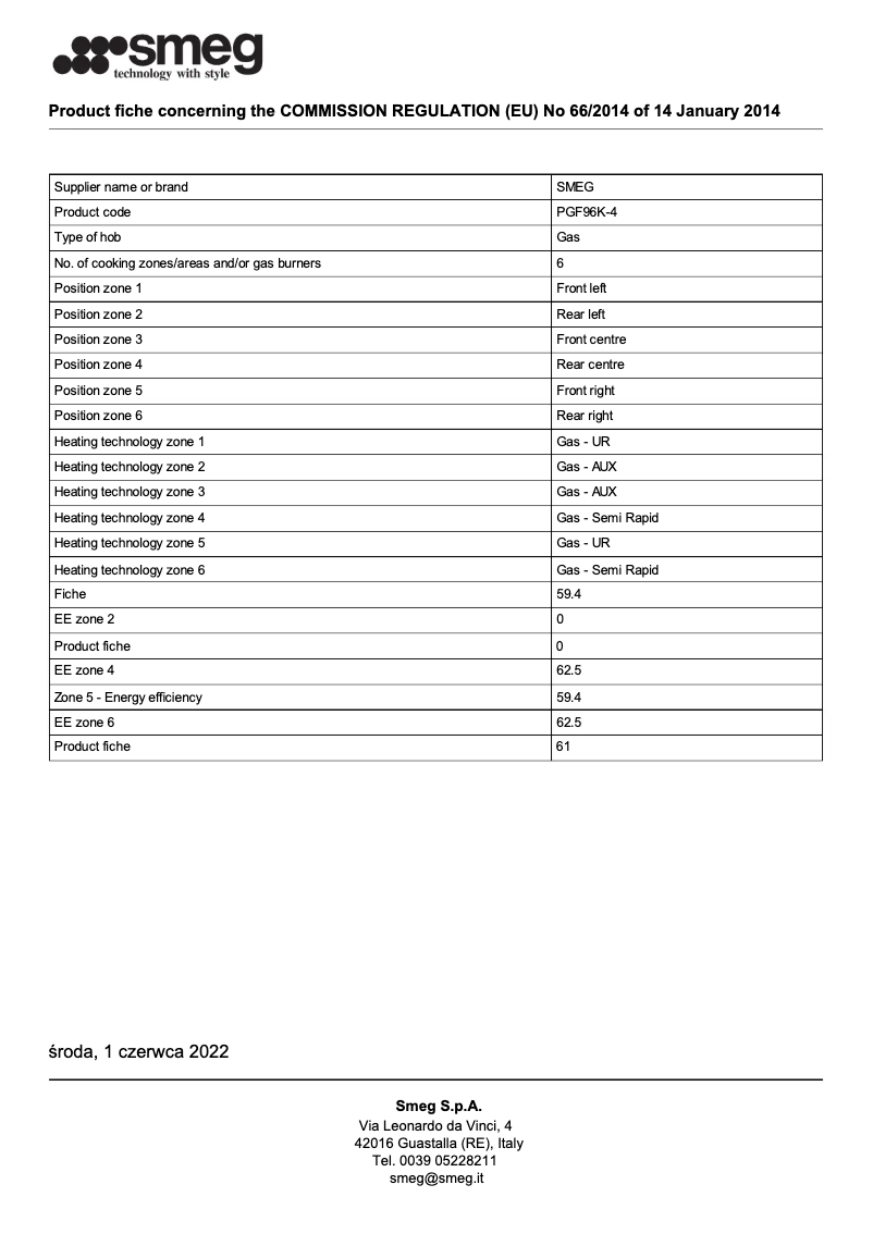 Page n°1 - Brochure Smeg PGF96K-4