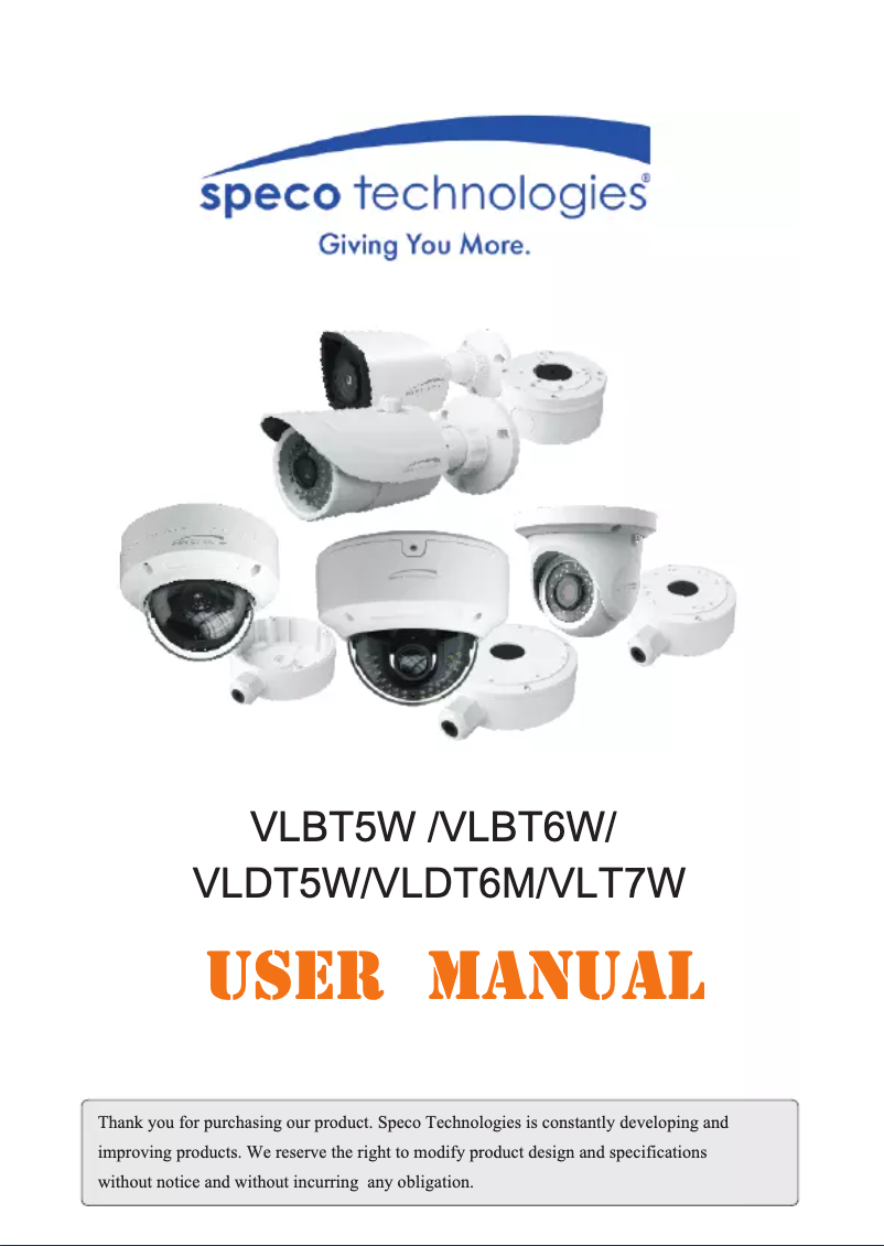 Page 1 de la notice Manuel utilisateur Speco Technologies VLBT5W