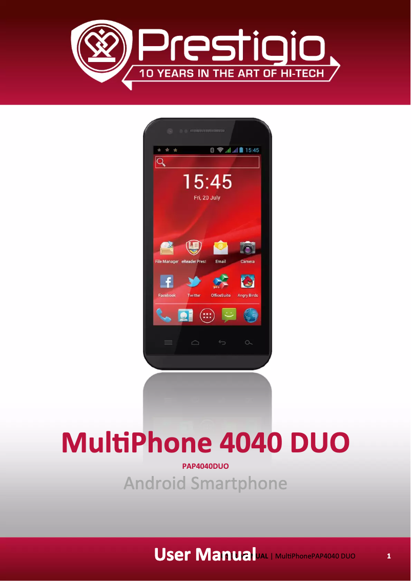 Page n°1 - Manuel utilisateur Prestigio MultiPhone 4040 Duo
