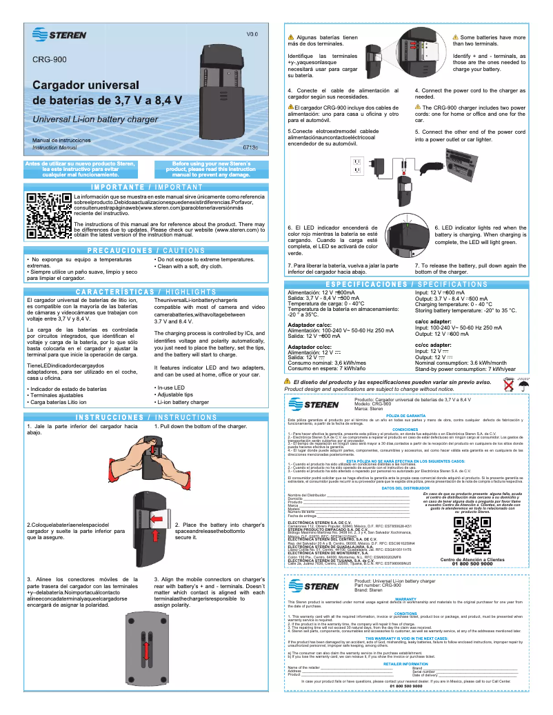 Image de la première page du manuel de l'appareil CRG-900