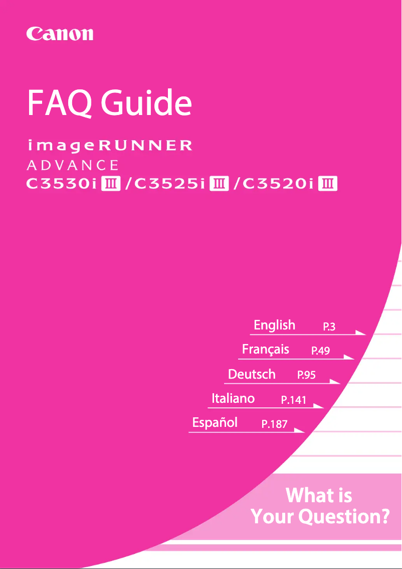 Page 1 de la notice FAQ Canon imageRUNNER ADVANCE C3530i III